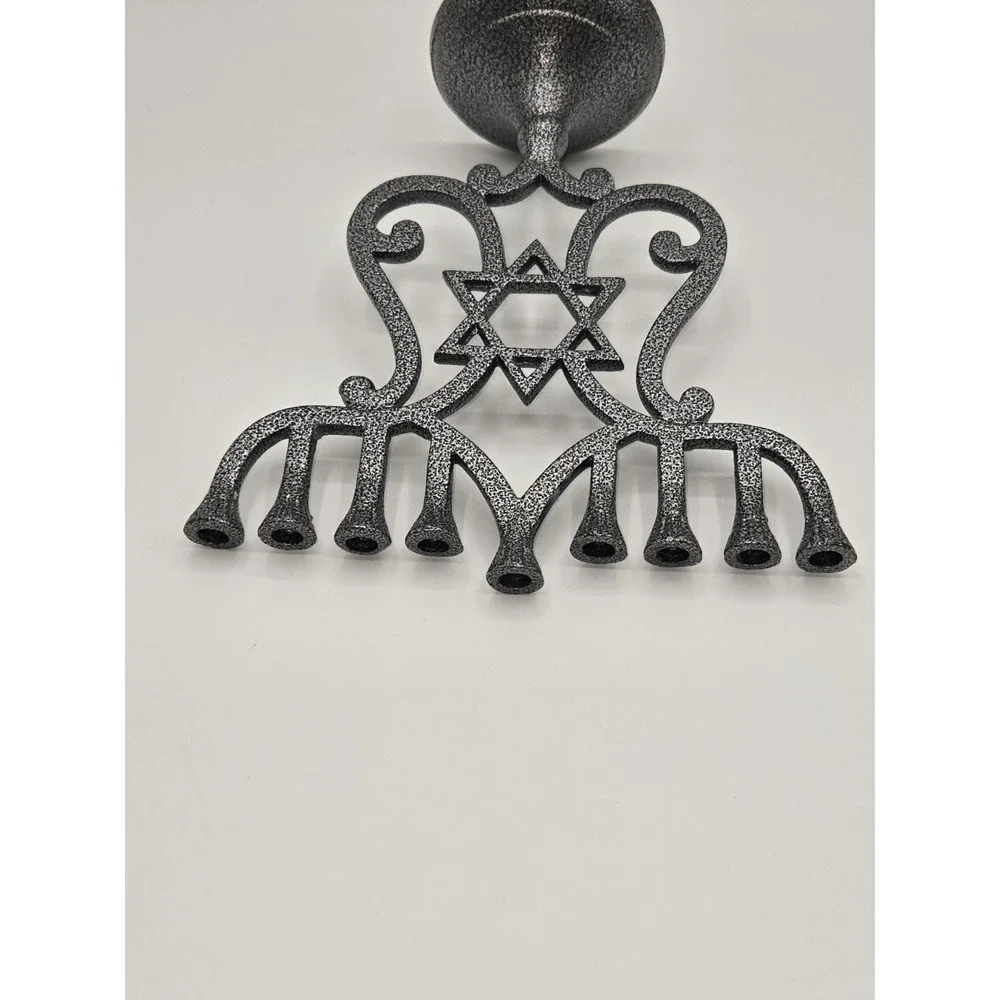 Vintage Metal Menorah Star of David‎ 9 Candle Candelabra Judaica Decor